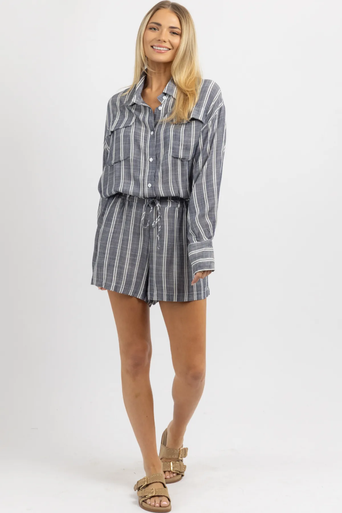 BONNIE BELTED LINEN ROMPER