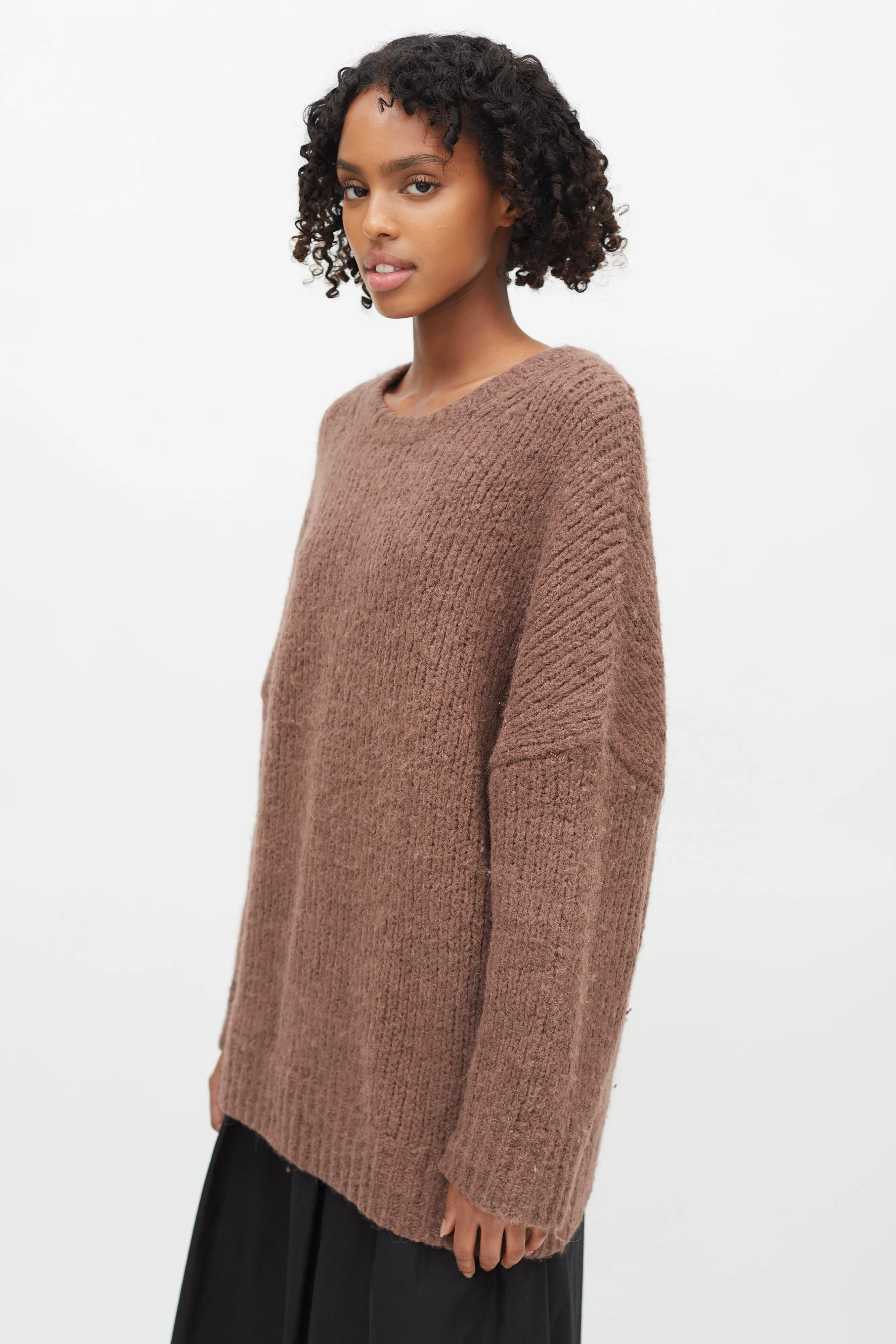 Brown Knit Oversized Sweater