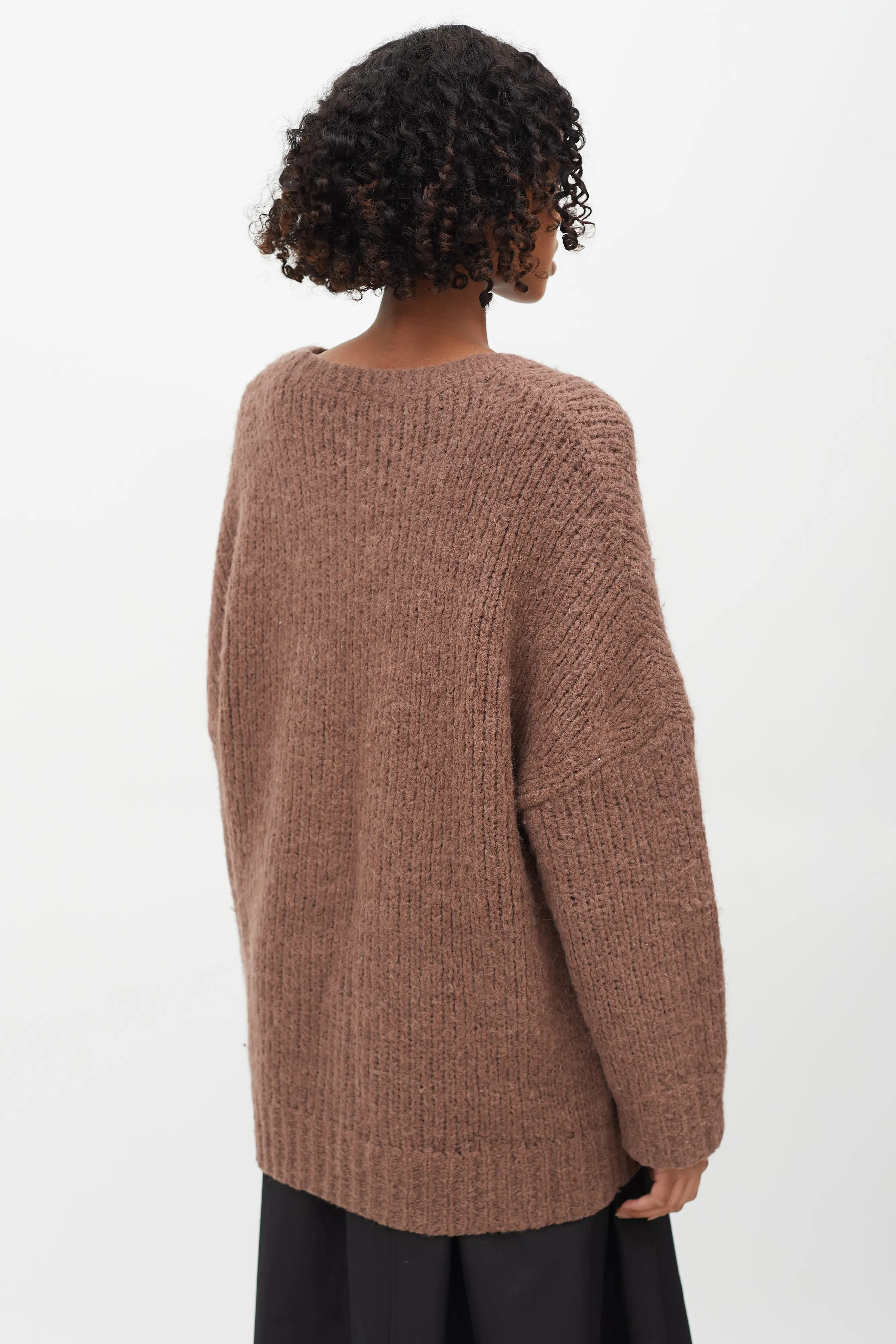 Brown Knit Oversized Sweater