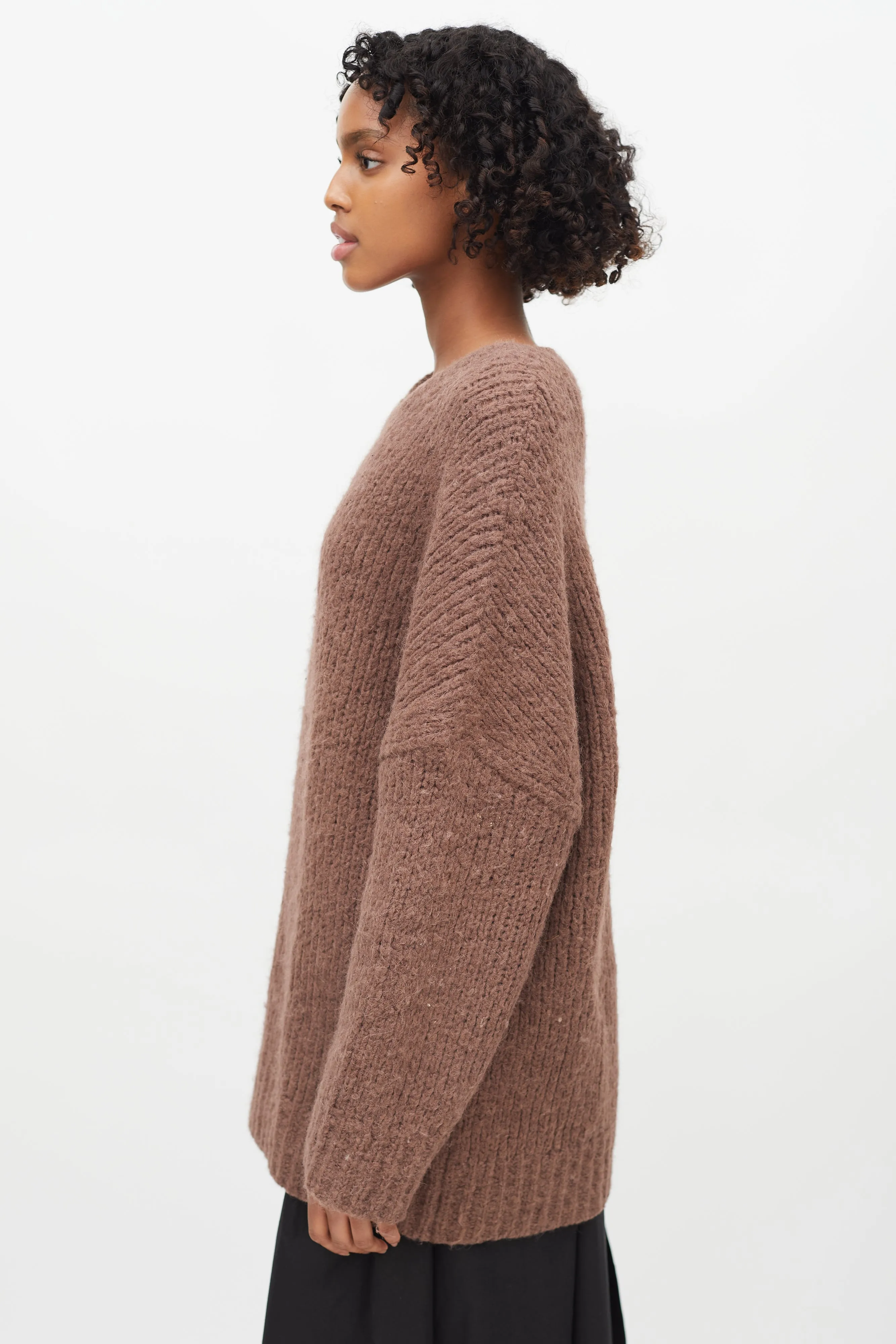 Brown Knit Oversized Sweater