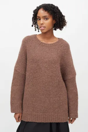Brown Knit Oversized Sweater