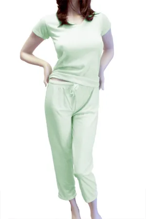 Cute & Comfy Pastel V-Neck Womens Pajama Set - Light Mint Green