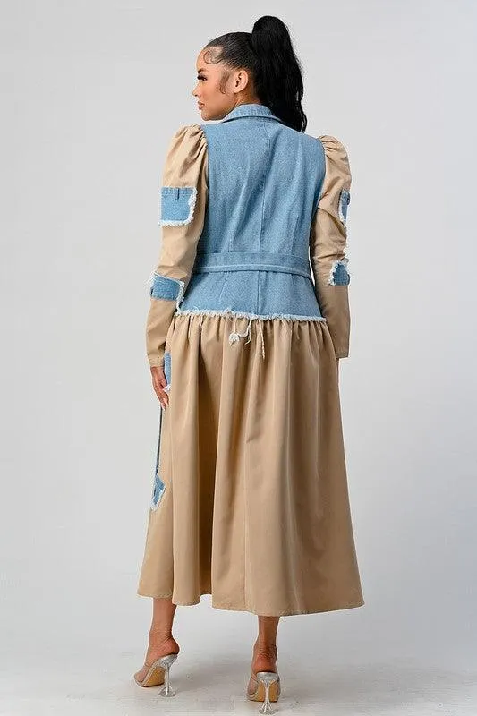 DENIUM CONTAST TRENCH COAT/JACKET