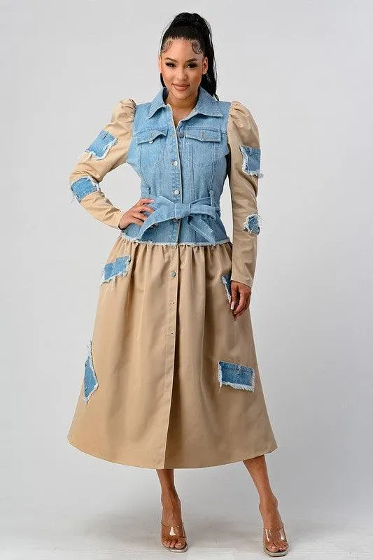 DENIUM CONTAST TRENCH COAT/JACKET