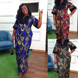 European and American Satin Bead Gown Dress