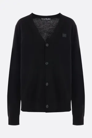 Face Logo patch oversize wool cardigan