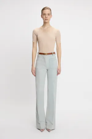 Fitted Square Neck T-Shirt In Sepia-White