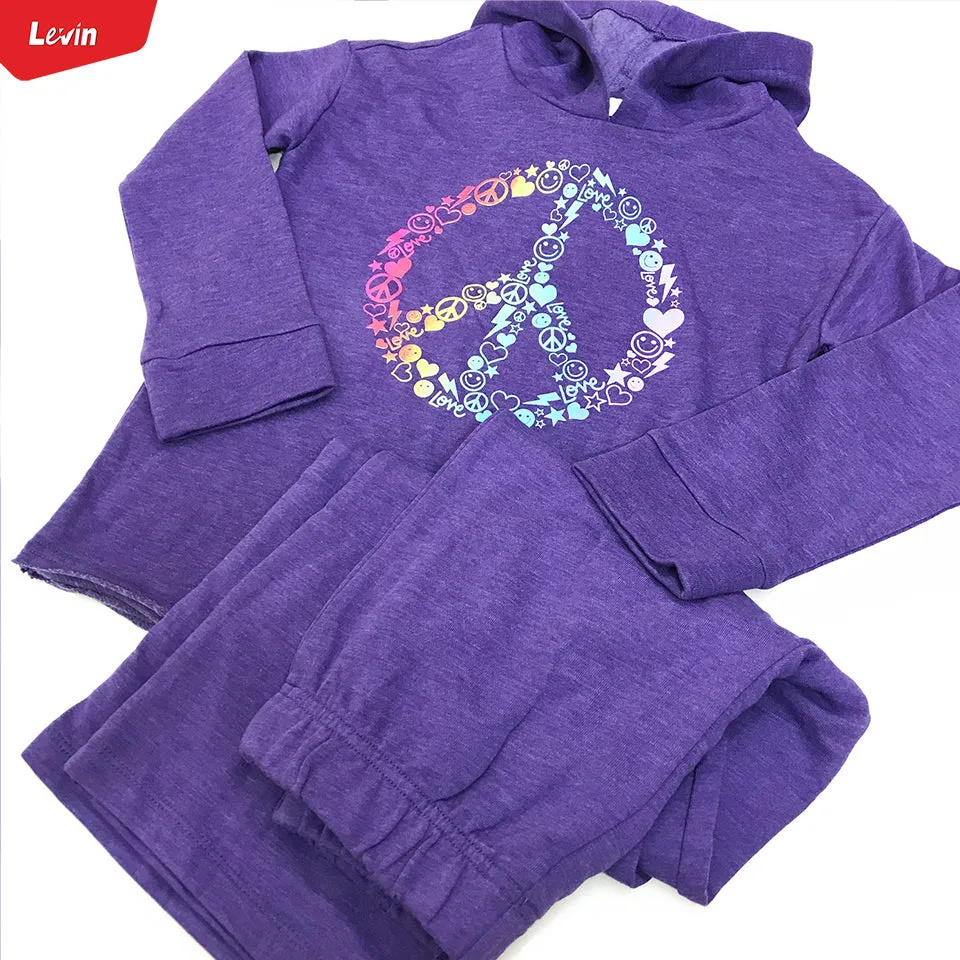 Girls Hoodie and Trouser Pants 2 Piece Graphic Hooded Tracksuit Set