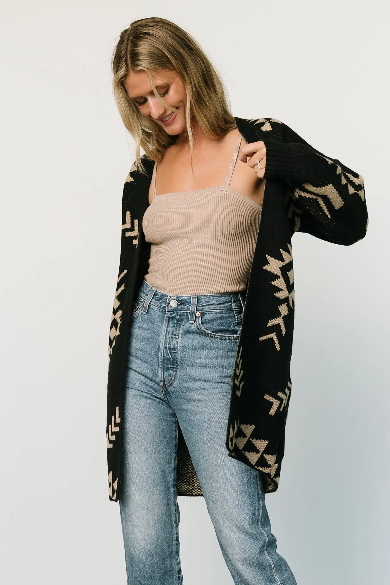 Hays Oversized Cardigan | Black   Tan
