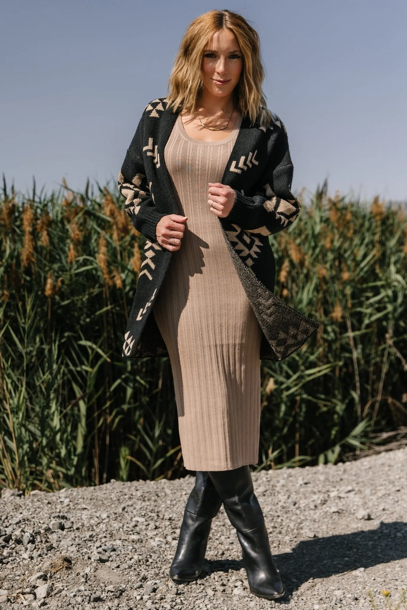 Hays Oversized Cardigan | Black   Tan