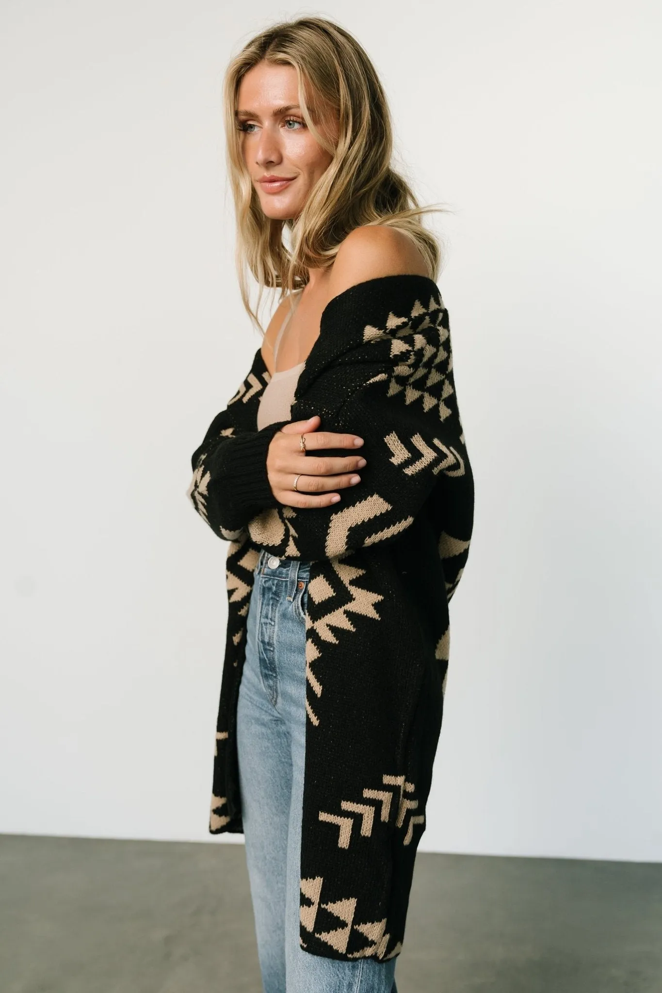 Hays Oversized Cardigan | Black   Tan