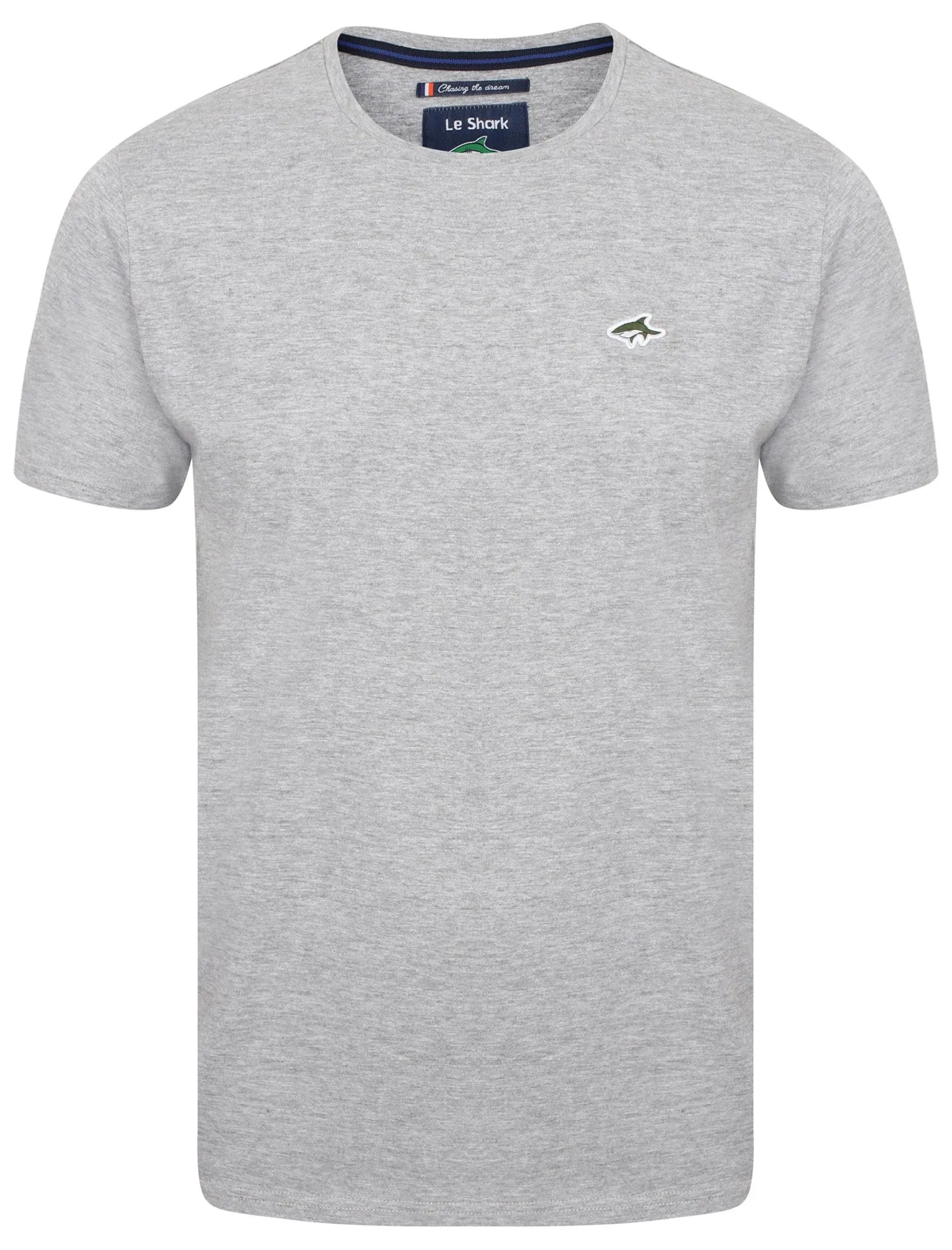 Keppel Cotton Crew Neck T-Shirt In Light Grey Marl - Le Shark