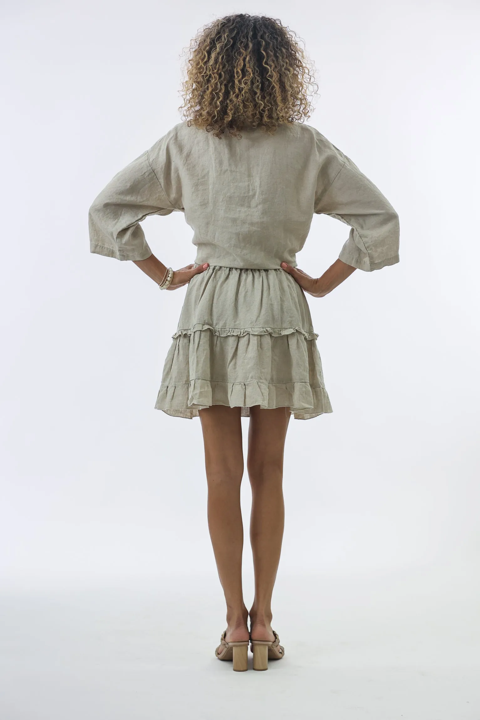 Kitt Mini Skirt in Natural Linen