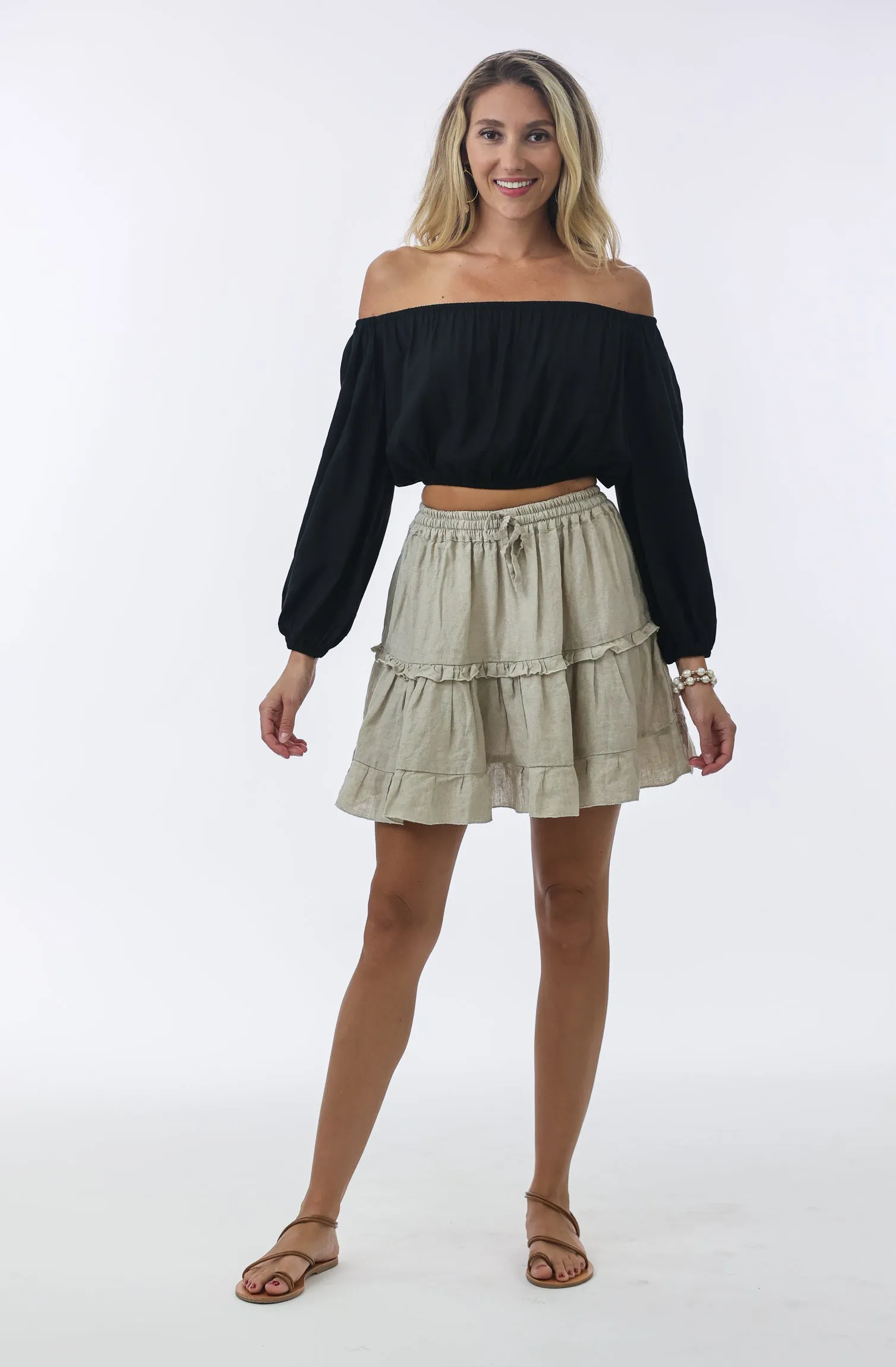 Kitt Mini Skirt in Natural Linen