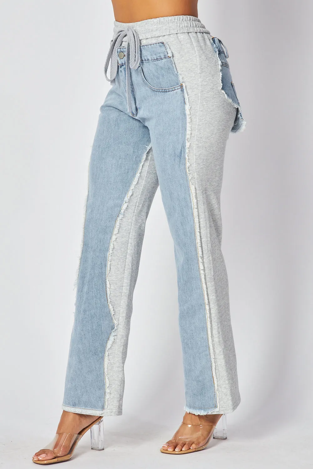 Mckenna Straight Leg Denim Detail Jean Sweatpants