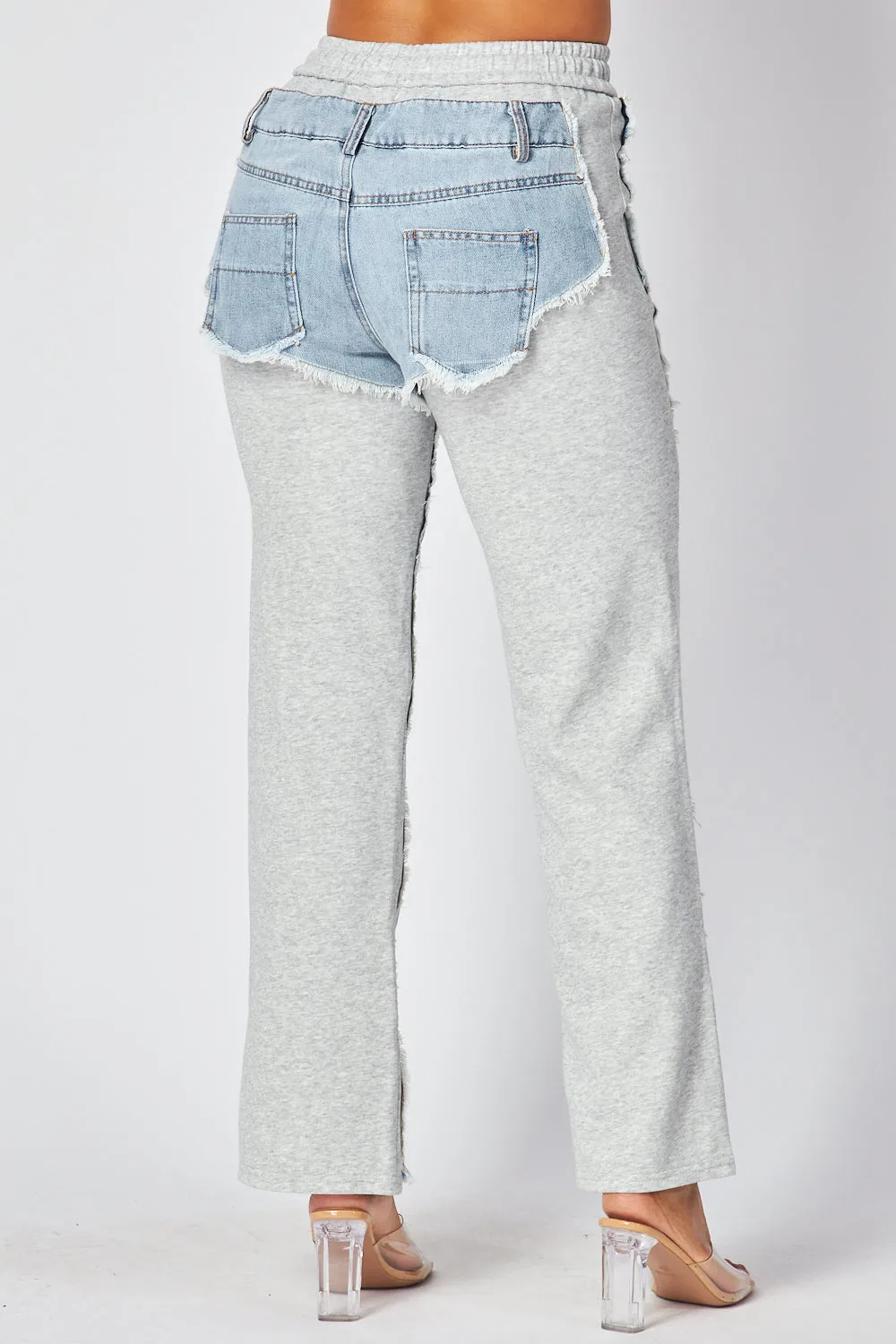 Mckenna Straight Leg Denim Detail Jean Sweatpants