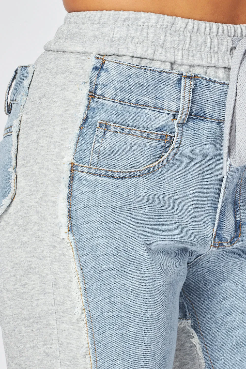 Mckenna Straight Leg Denim Detail Jean Sweatpants