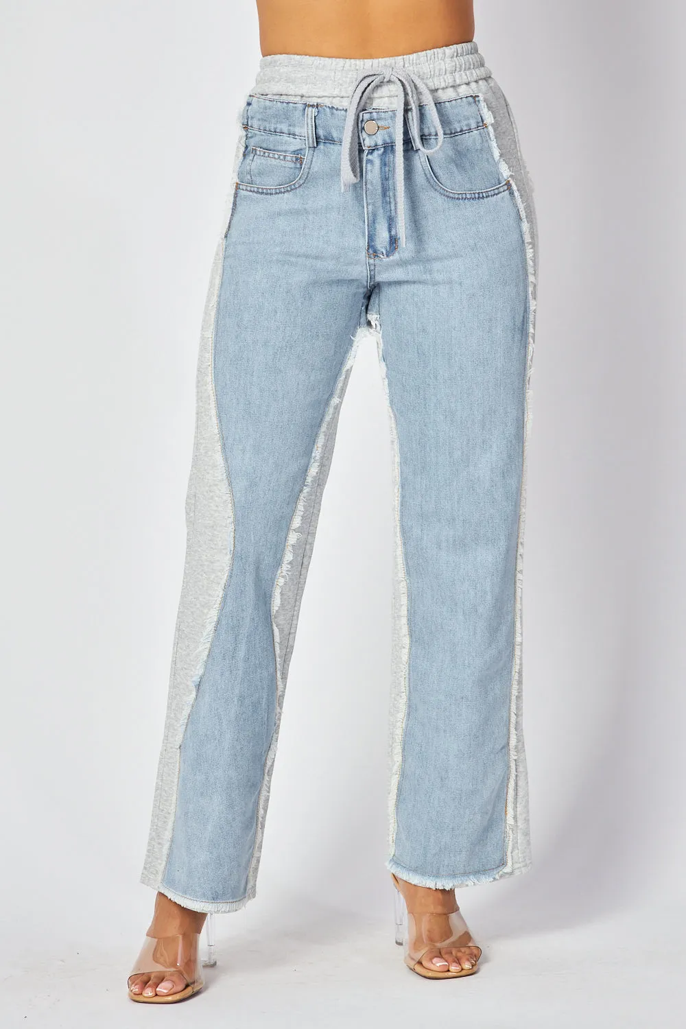 Mckenna Straight Leg Denim Detail Jean Sweatpants