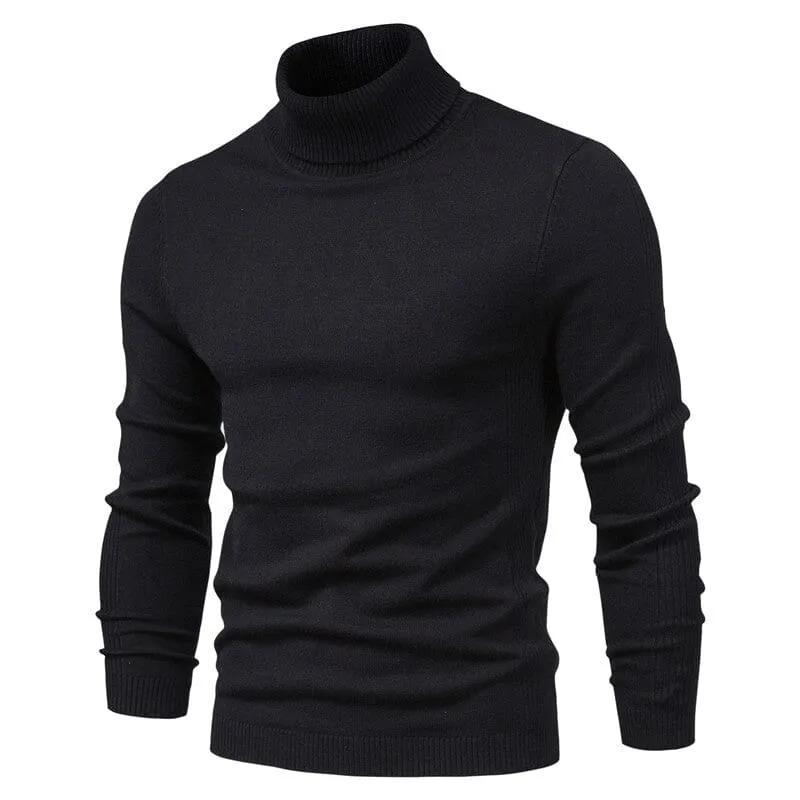 Men's Casual Cotton Turtleneck Sweater with Ribbed Detail | Ideal for Autumn/Winter
