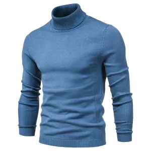 Men's Casual Cotton Turtleneck Sweater with Ribbed Detail | Ideal for Autumn/Winter