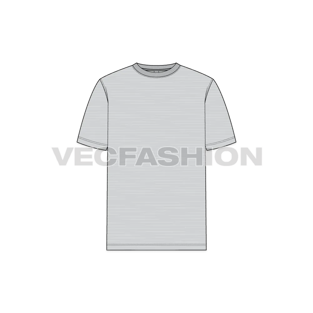 Mens Gray Round Neck T-shirt Short Sleeved