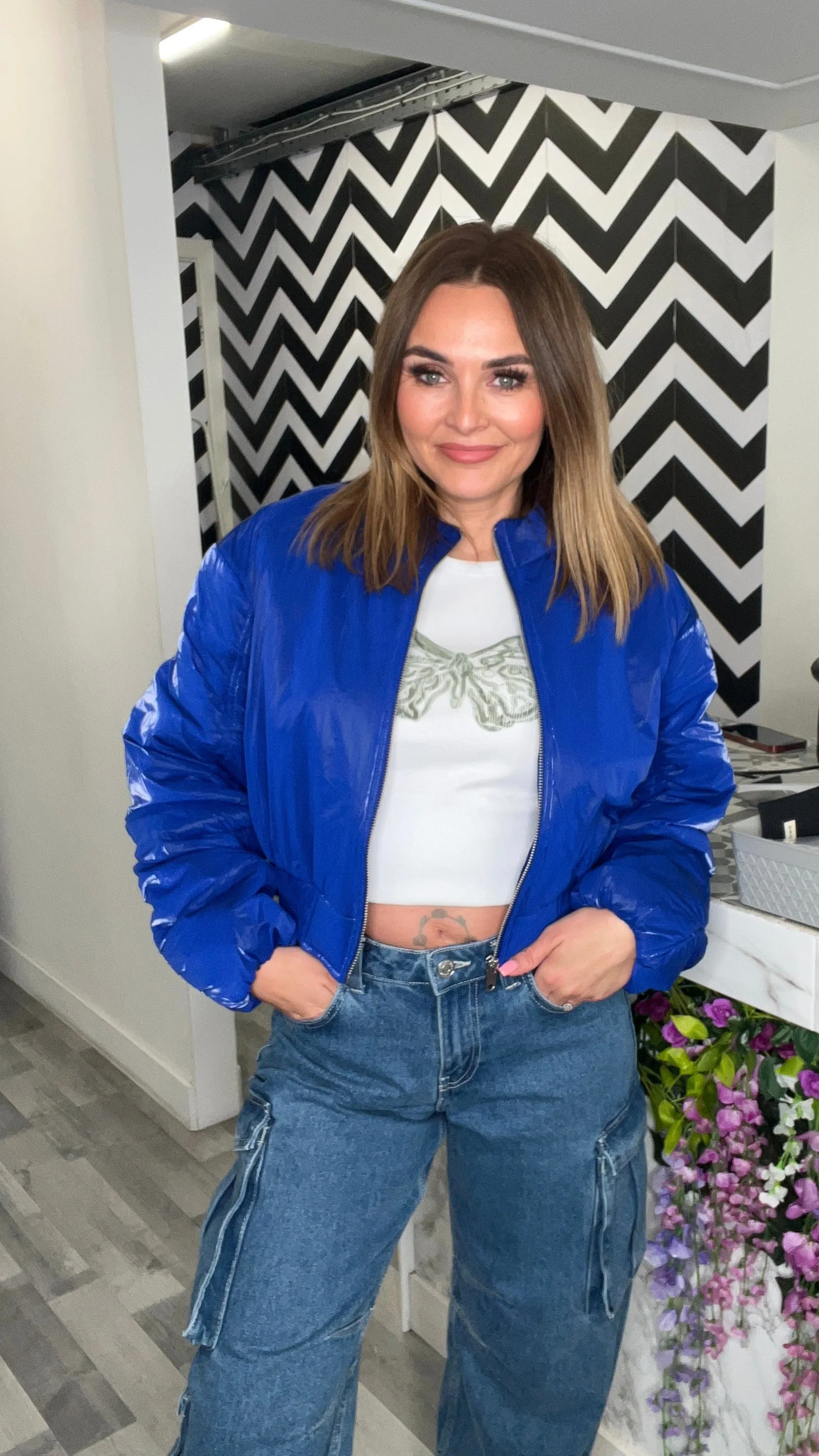 NM CAISA L/S BOMBER JACKET - DAZZLING BLUE