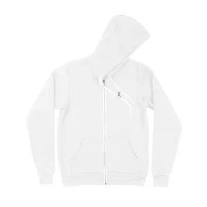 Premium Zip Hoodie White - Ipro stacked logo