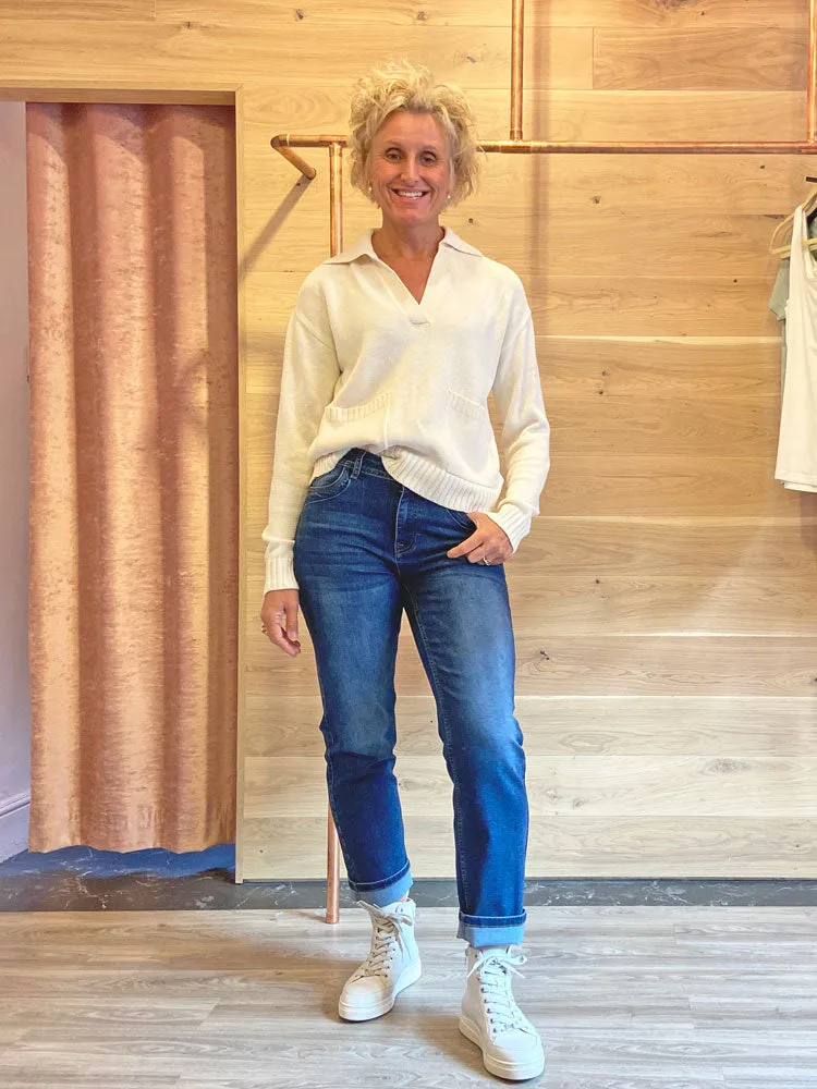 Pulz PzEmma Straight Leg Jeans Dark Blue