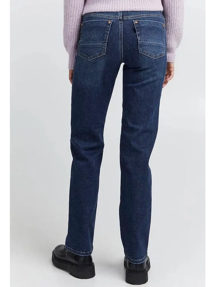 Pulz PzEmma Straight Leg Jeans Dark Blue
