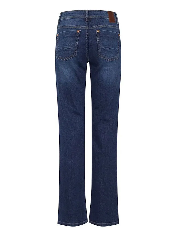 Pulz PzEmma Straight Leg Jeans Dark Blue