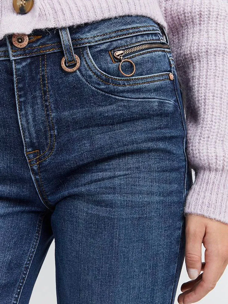 Pulz PzEmma Straight Leg Jeans Dark Blue