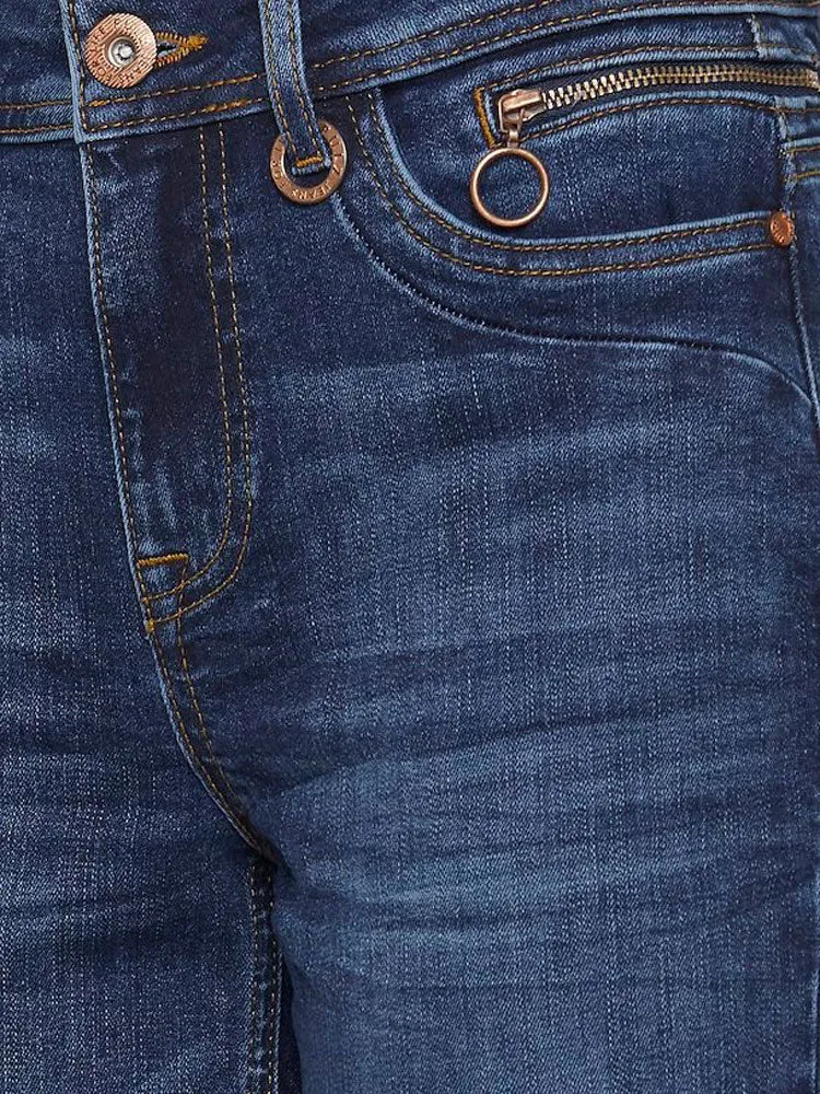 Pulz PzEmma Straight Leg Jeans Dark Blue