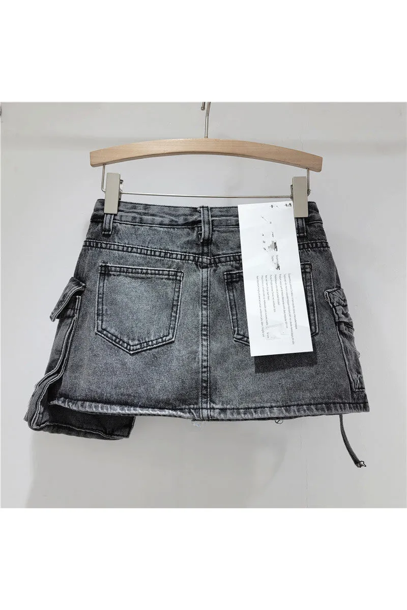 QK0697 Graphic Denim Skirt