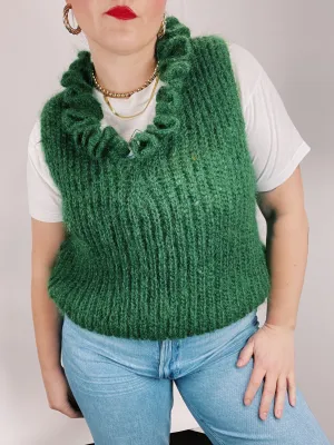 Ruffle Trim Sweater Vest