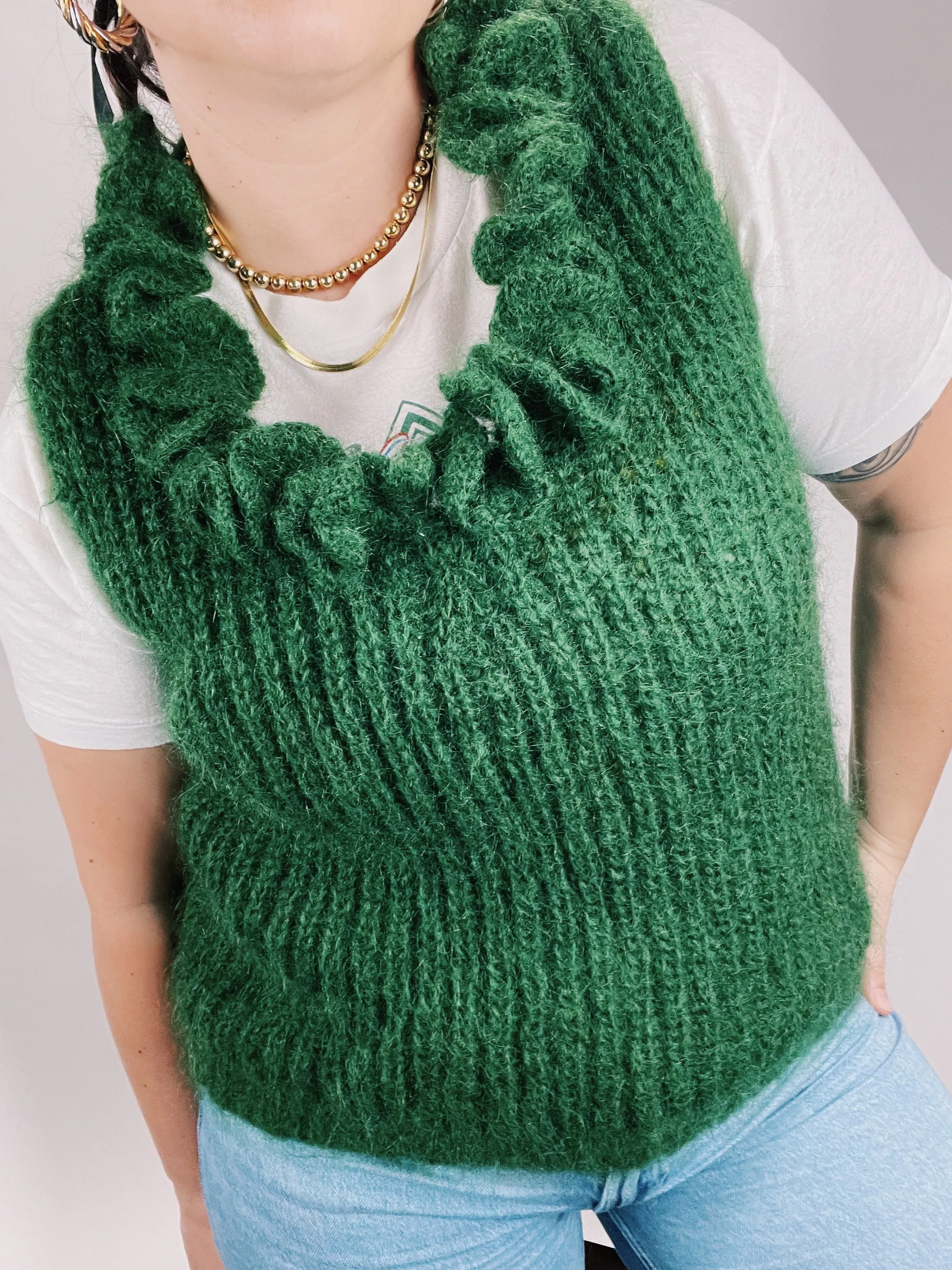 Ruffle Trim Sweater Vest