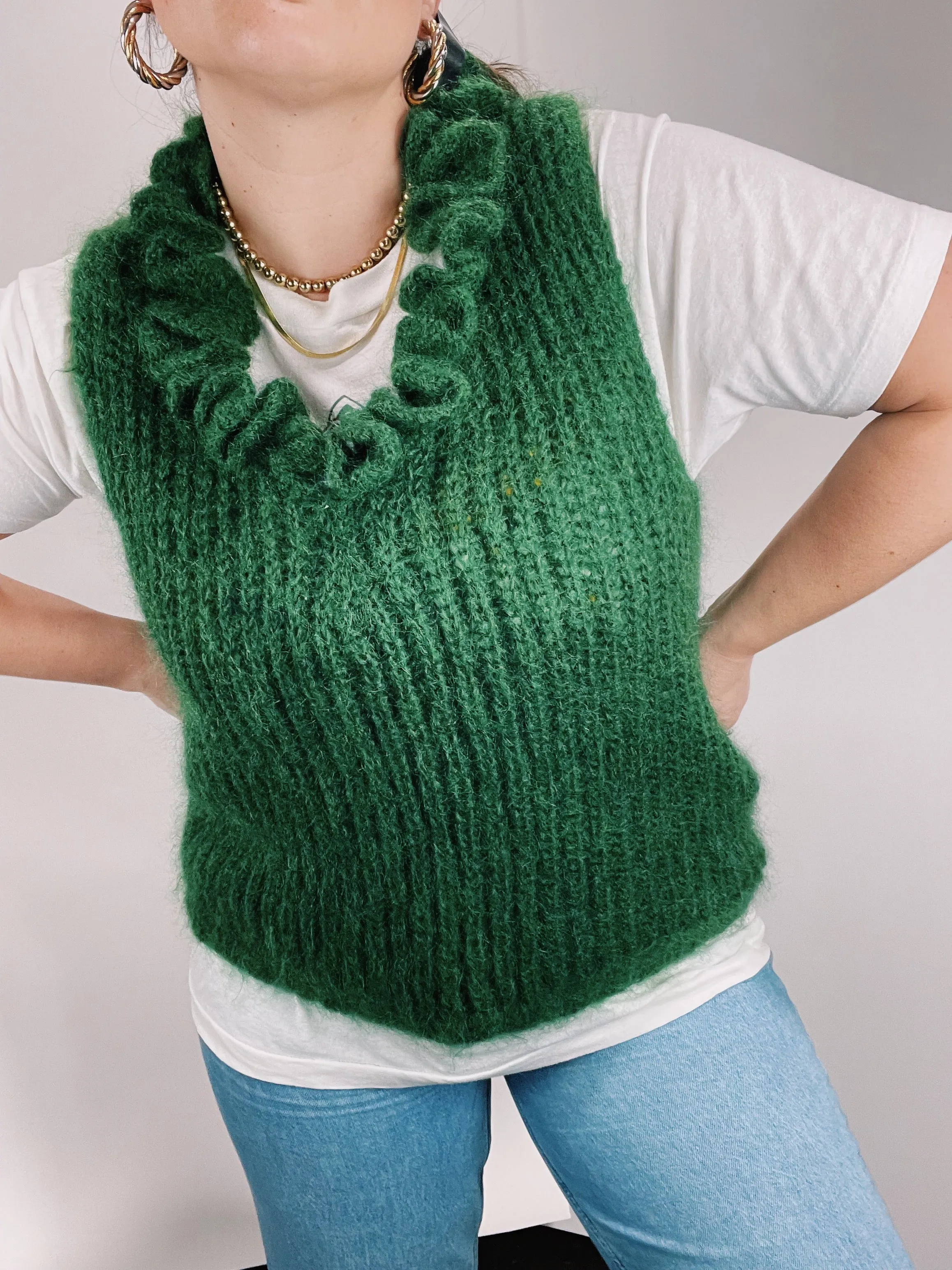 Ruffle Trim Sweater Vest