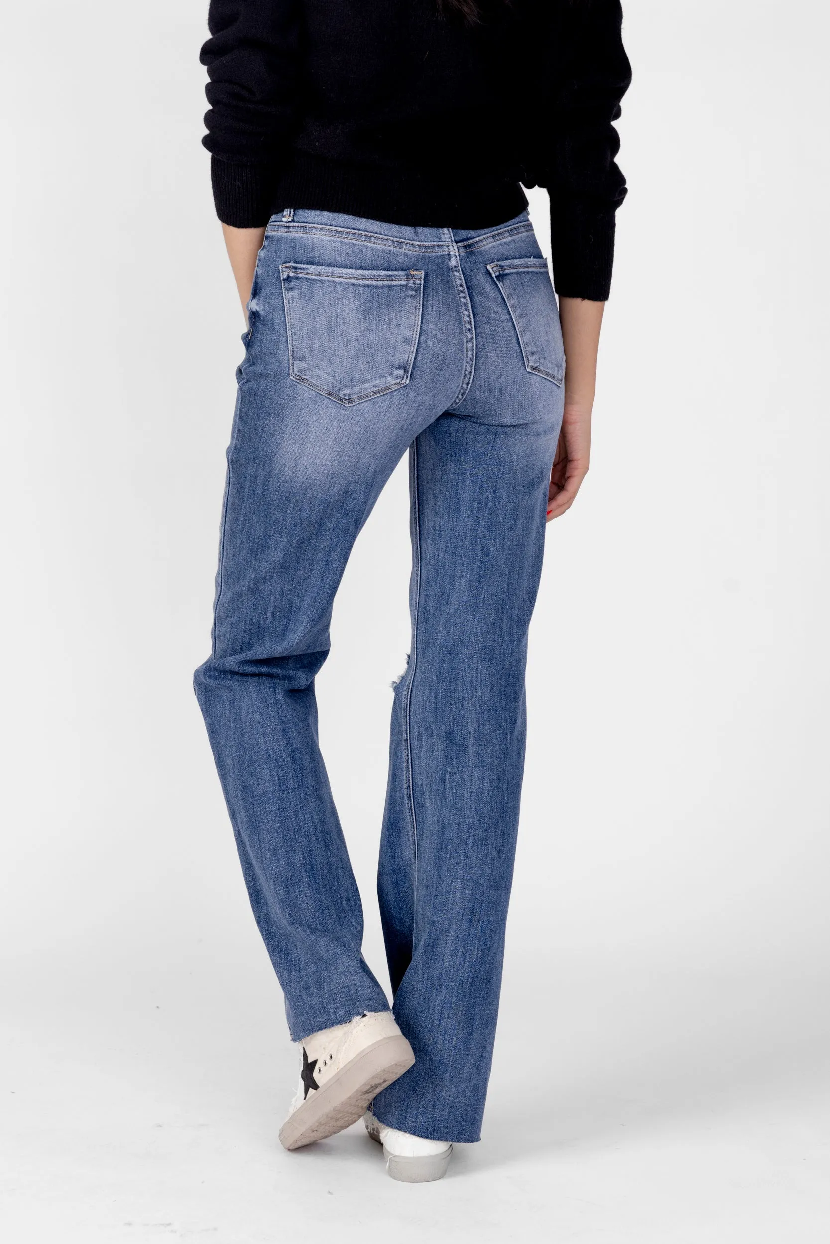 SALE - Thea High Rise Long Inseam Straight Leg Jean