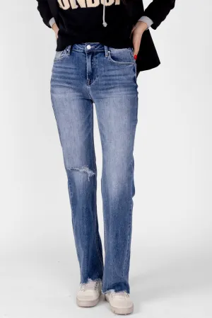 SALE - Thea High Rise Long Inseam Straight Leg Jean
