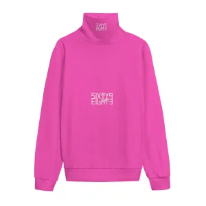Sixty Eight 93 Logo White Fuchsia Unisex Turtleneck Knitted Fleece Sweater