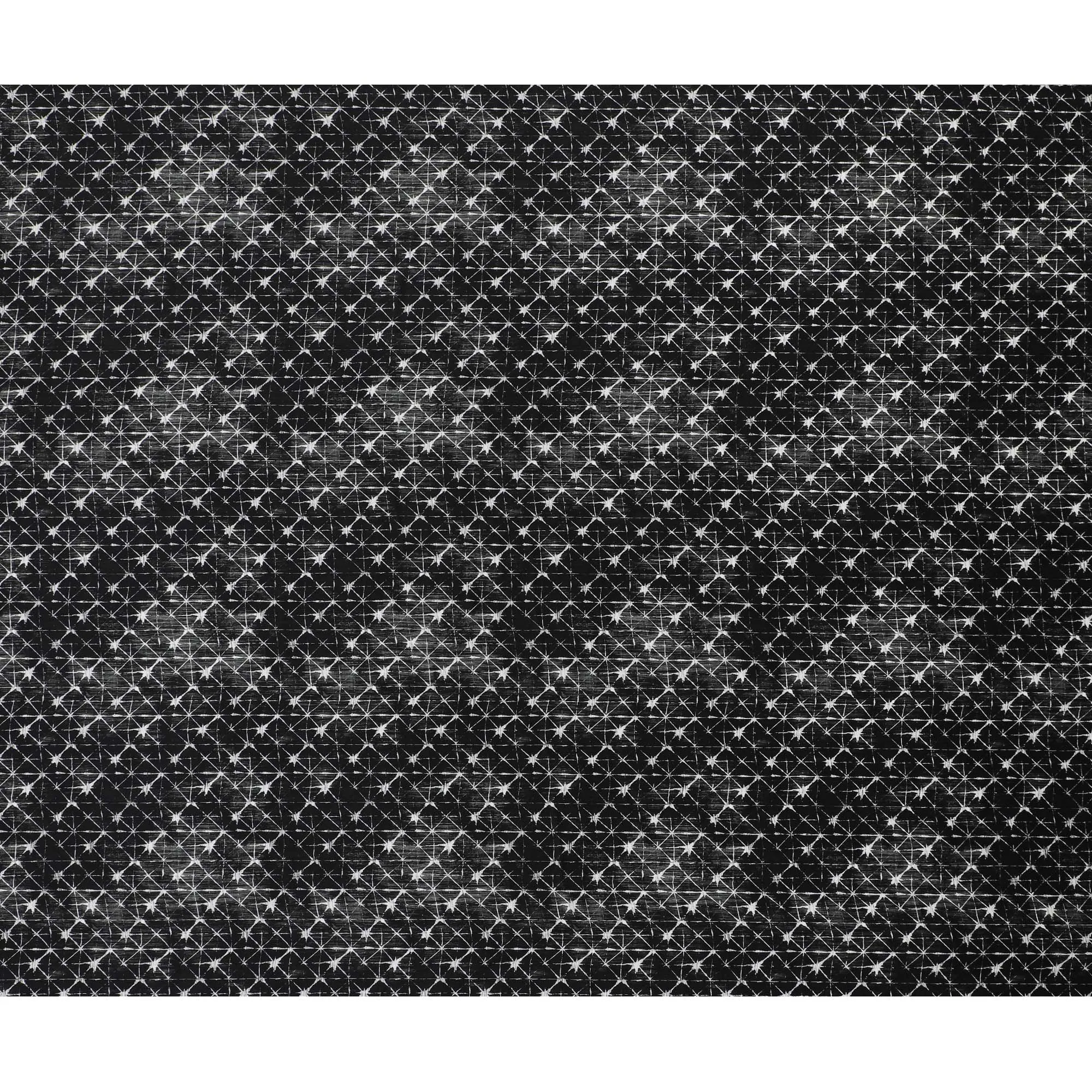 Starry Night Inspired Silk Satin Fabric - Sparkling Print, 110cm Width, Crafted in India-D17707