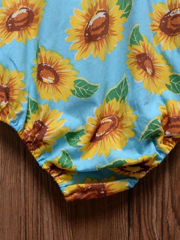 Sunflower Romper Print Off Shoulder Summer Baby Girl Sunsuit Clothes