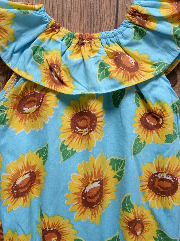 Sunflower Romper Print Off Shoulder Summer Baby Girl Sunsuit Clothes