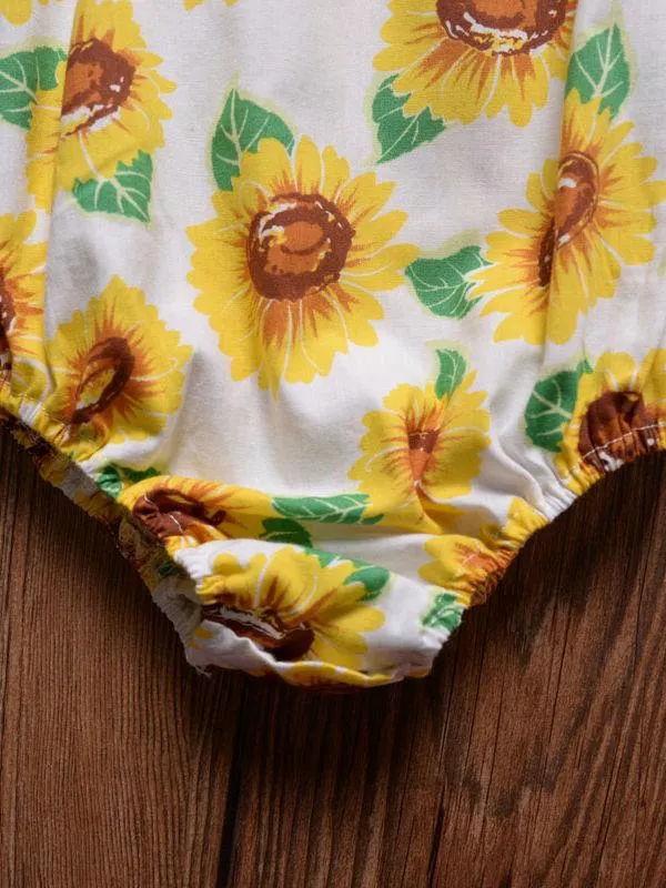 Sunflower Romper Print Off Shoulder Summer Baby Girl Sunsuit Clothes