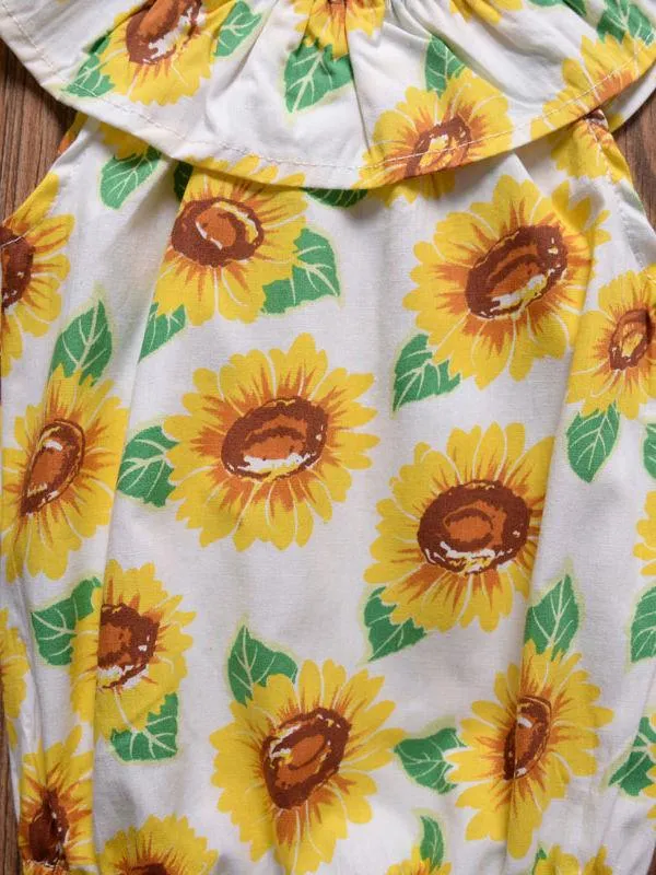 Sunflower Romper Print Off Shoulder Summer Baby Girl Sunsuit Clothes