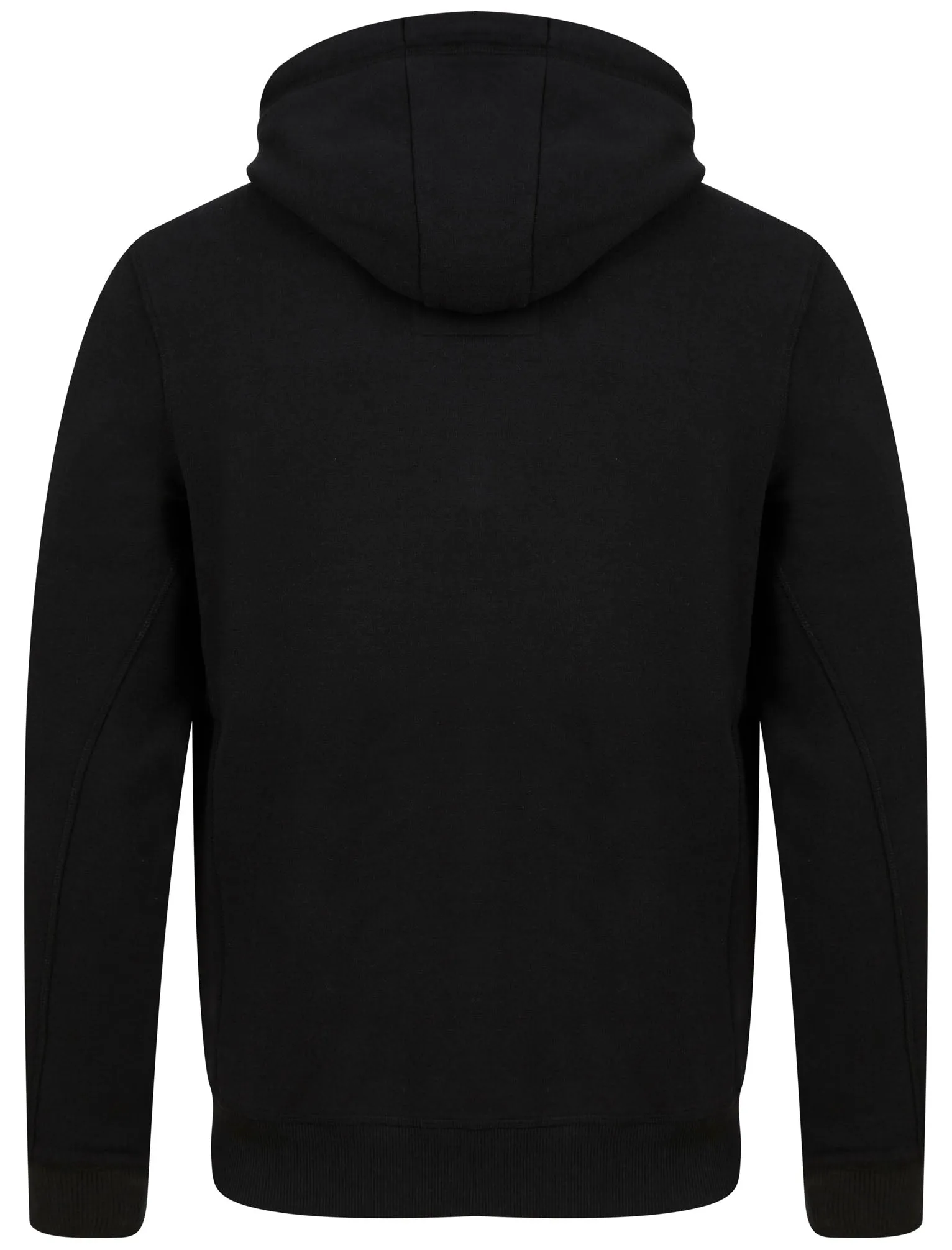 Travel Motif Brushback Fleece Pullover Hoodie with Tape Detail in Jet Black - Tokyo Laundry