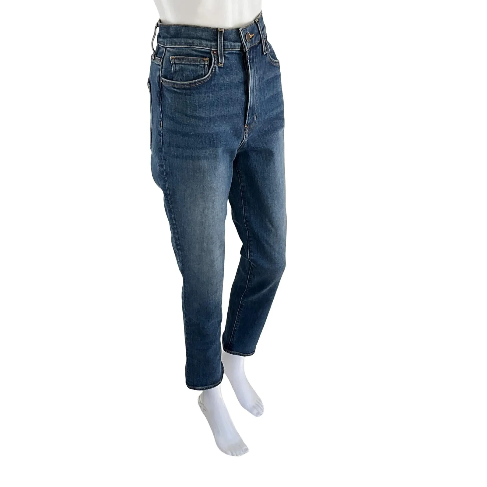 Veronica Beard Women's Ryleigh High Rise Ankle Slim Straight Jeans in Vintage Rain Blue Sz 29