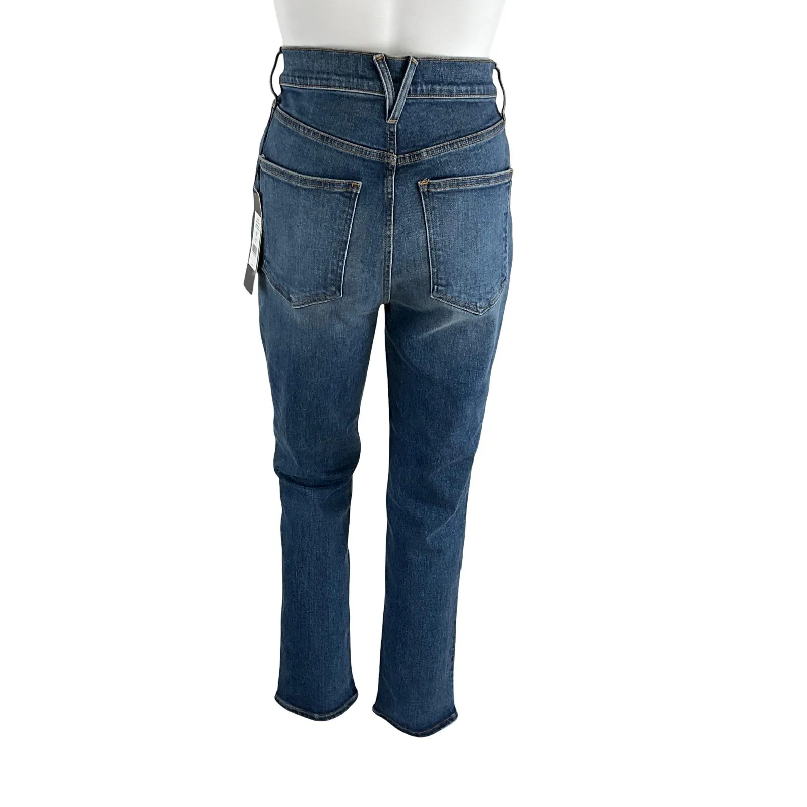Veronica Beard Women's Ryleigh High Rise Ankle Slim Straight Jeans in Vintage Rain Blue Sz 29