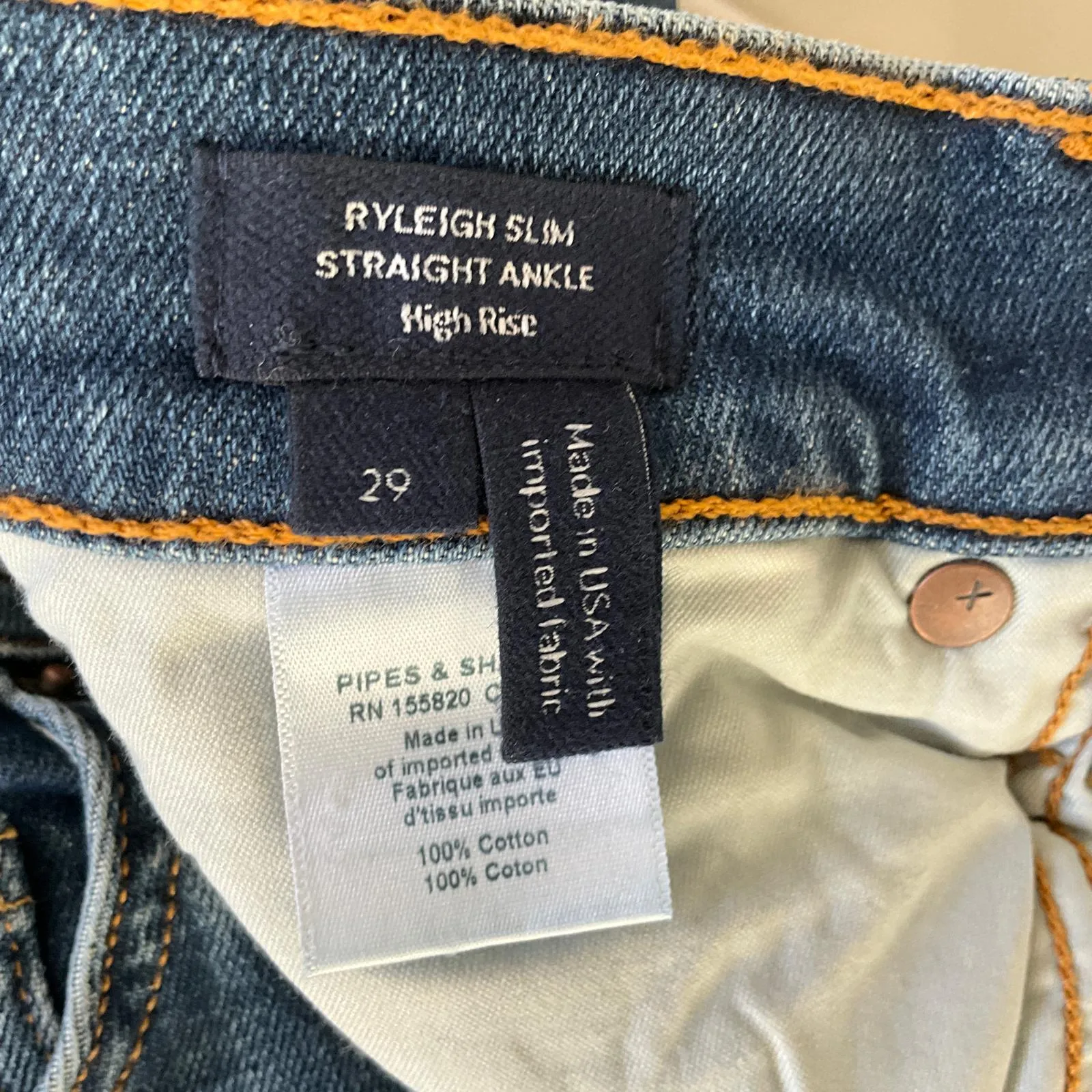 Veronica Beard Women's Ryleigh High Rise Ankle Slim Straight Jeans in Vintage Rain Blue Sz 29