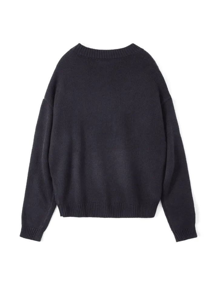 Vintage Skull Jacquard Pullover Sweater