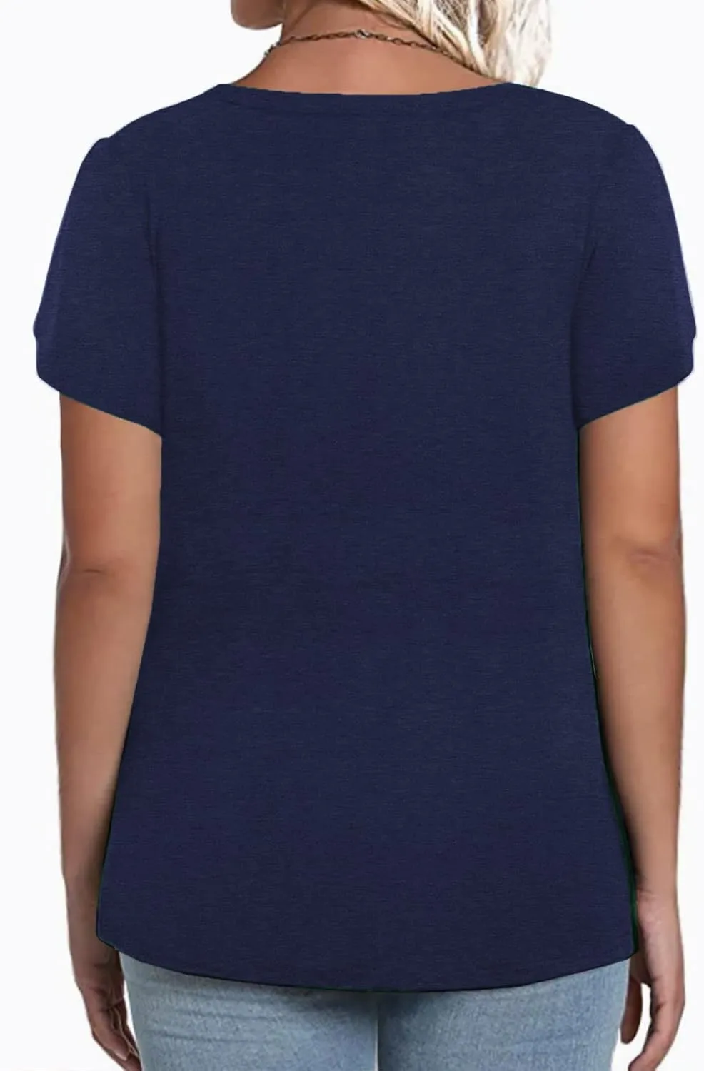 VISLILY Plus-Size-Tops for Women Casual Petal Sleeve T Shirts Summer V Neck Loose Comfy Tee